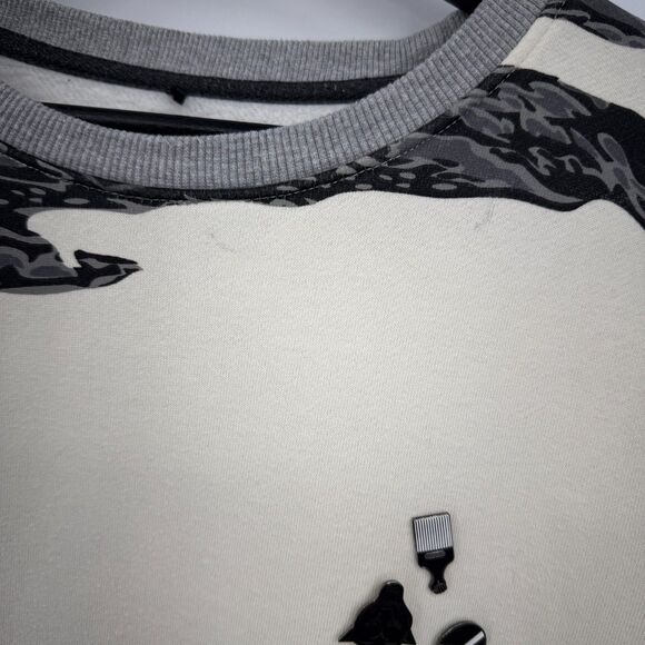 Akoo Sweatshirt Mens Size XL Crew Neck Cream Black camouflage graphicstreetwear - Picture 12 of 13